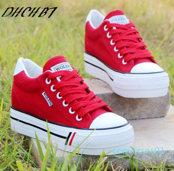 

summer 2018 women's vulcanize shoes casual solid lace-up breathable ladies canvas shoes fashion female footwear co01, Black