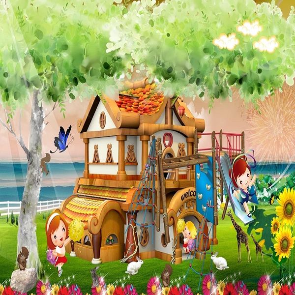 

custom large mural 3d wallpaper children's playground fantasy girl cartoon bedroom mural tv back wall decor deep 5d embossed