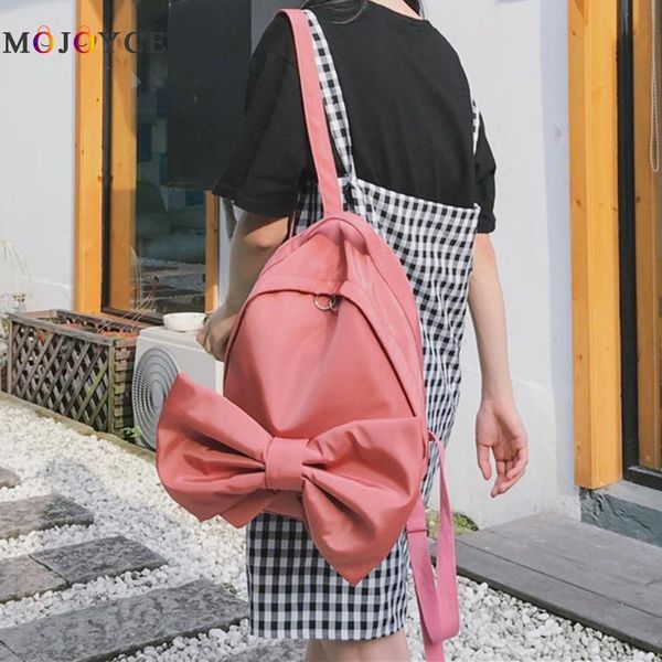 

большой bowknot студенты девочка-подросток школьный рюкзак женщины молния путешествия повседневная нейлоновые рюкзаки mochila feminina рюкза