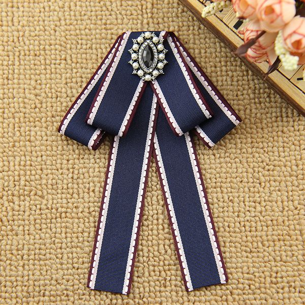 

i-remiel vintage school bow tie ribbon british style bowtie for women's shirt dress blouse fashion collar clothing accessories, Black;blue