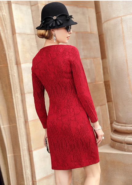 

Autumn and winter new long-sleeved temperament Slim slimming mother-in-law wedding attire