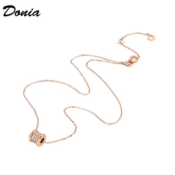 

donia jewelry card home european and american fashion titanium steel plated rose gold zircon necklace fashion accessories luxury birthday gi, Golden;silver