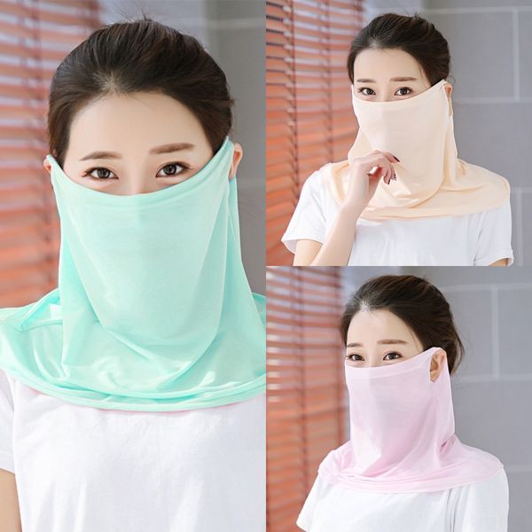 

j6umh silk scarf mask women chiffon masks outdoor windproof half face dust veil sunshade handkerchief scarf party masks, Black