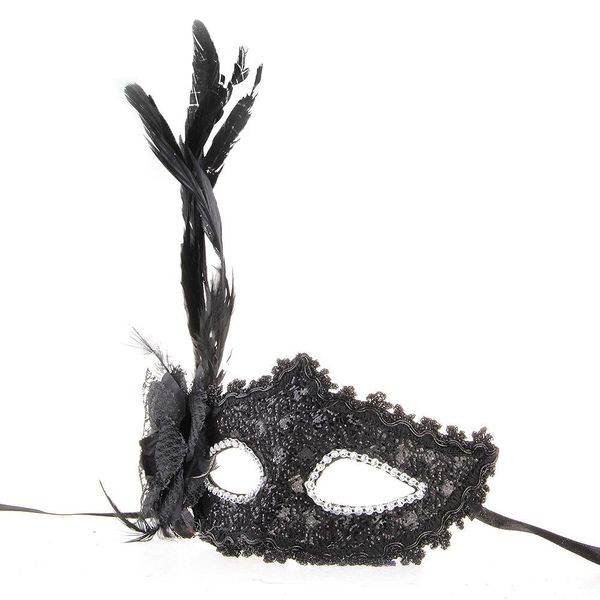 

venetian mask venice feather flower black for halloween party show carnival