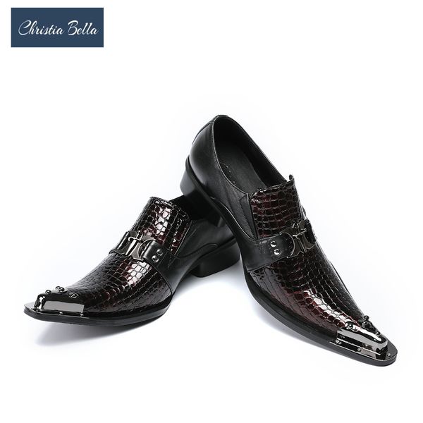 

christia bella mens shoes luxury fashion business style oxfords shoes for men celebrate dress genuine leather men's flats, Black