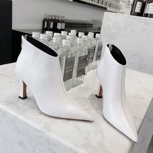 

ma'am british style casual fashion autumn ankle boots heels pointed toe leather boots short boots trendy shoes fashion, Black;grey