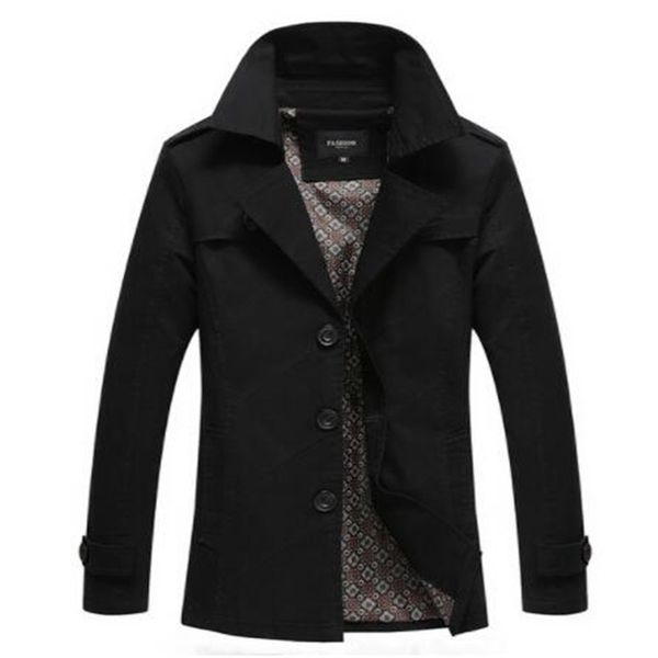 

2018 spring men's trench coats , large size men's casual lapel jackets men , solid color youth trench jacket . black red s-4xl, White;black