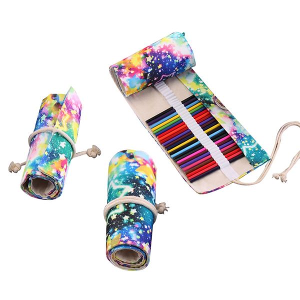 

new 36/48/72 holes pencil case school canvas roll pouch comestic makeup brush case pen storage pecncil box