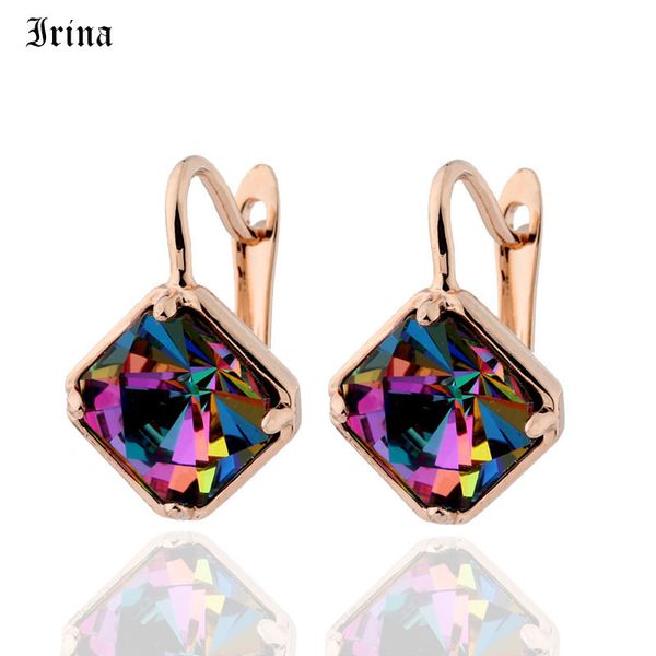 

irina new style cube fashion earrings square drop earrings for women luxury jewelry gift 585 rose gold color elegant earrings, Golden