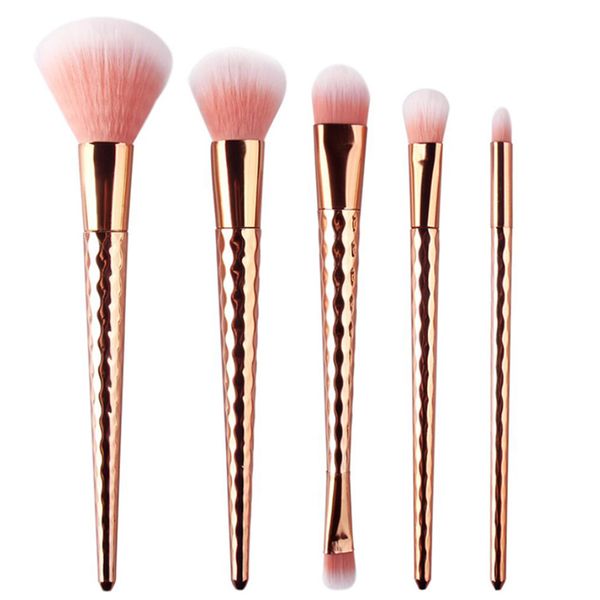 

diamond makeup brushes set 5 pieces gemtotal powder foundation eyeshadow blush blending double-headed beauty makeup synthetic hair(rosegold