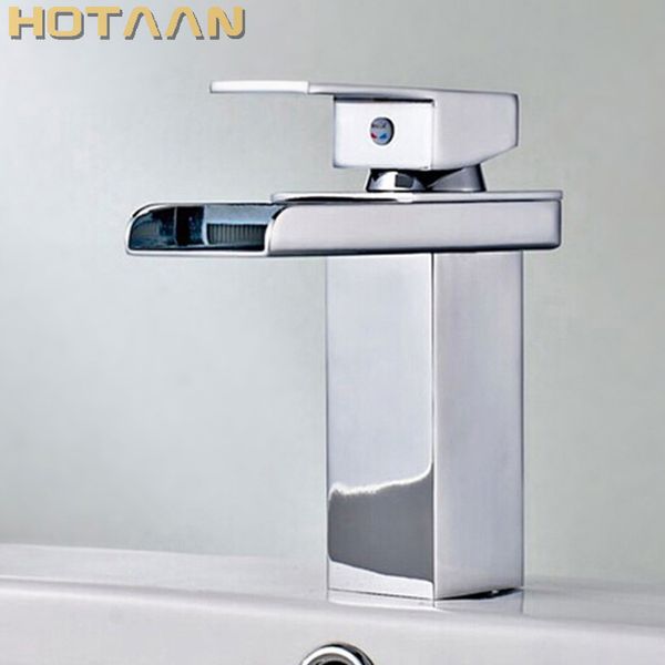 

wholesale and retail promotion chrome brass waterfall bathroom basin faucet square vanity sink mixer tap 1 handle