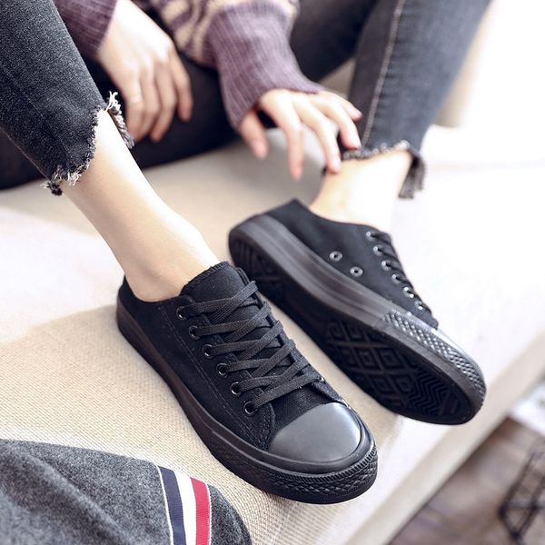 

2019 new designers flats summer all black shoes woman korean fashion canvas ladies shoes women flat luxury loafers oxfords