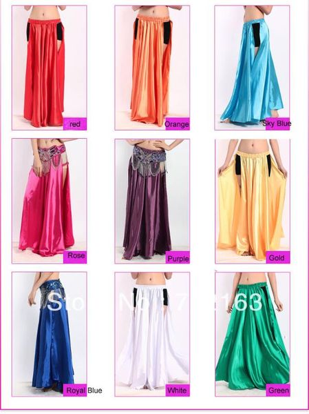 

belly dance open юбка атласная юбка 2 боковыми разрезами платье, Black;red