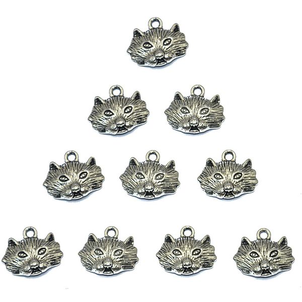 

pack of 10 antique tibet silver alloy wolf face head charms for jewelry making, Black