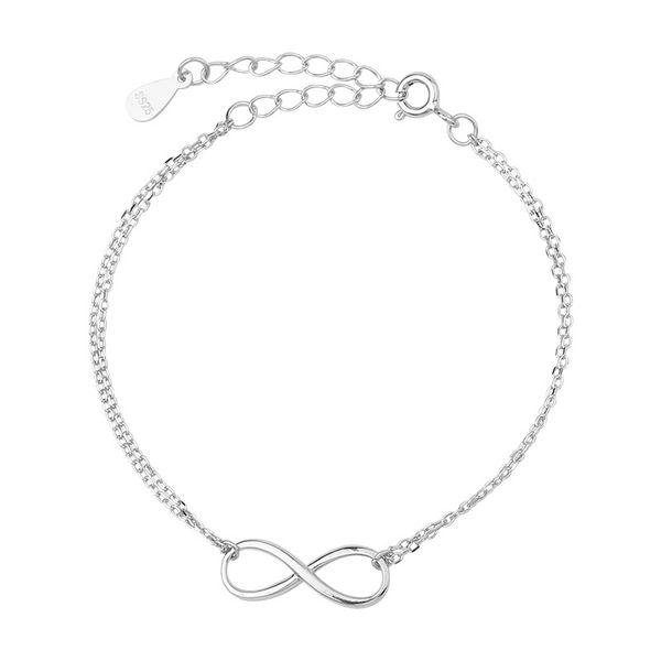 

925 sterling silver infinity bracelets & bangles for women 8 shape double layer link chain bracelet party jewelry gift, Golden;silver