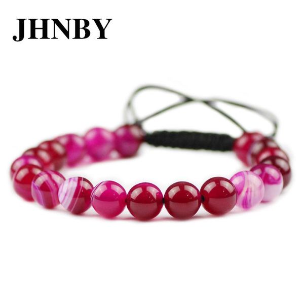 

jhnby rose stripe carnelian bracelets for men women bead 6/8/10/12mm natural stone bangle braided/elastic rope jewelry dropship, Black