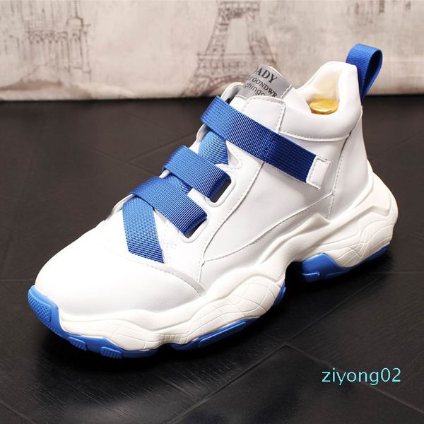 

errfc new arrival personalized men white platform shoes fashion elastic band hook loop younger man casual shoes size 38-43 male 02z, Black