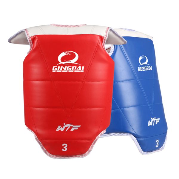 

taekwondo wtf sparring gear chest guard wtf taekwondo karate solid reversible chest protector for kids adult, Black;blue