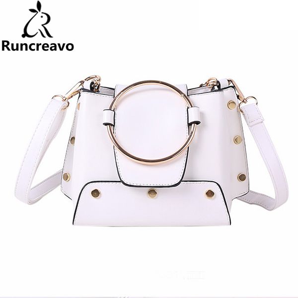 

2018 crossbody bags for women leather handbags luxury handbags women bags designer rivet bucket shoulder tote bag sac a main