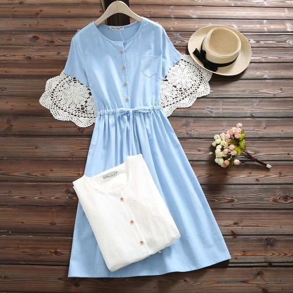

cap sleeve mori solid girl summer women cute dress linen female vestidos short sleeve white blue robe string dress 2xl designer clothes, Black;gray