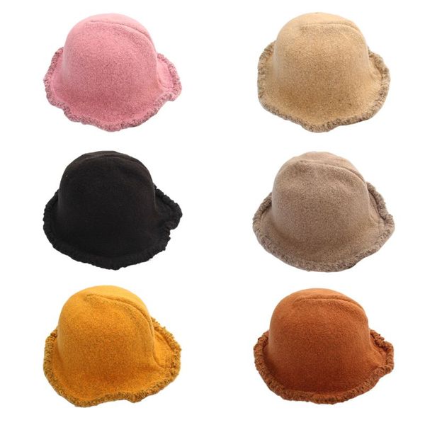 

womens winter faux wool bucket hat flexible wire short wavy brim foldable cap 35ef