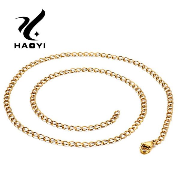

haoyi fashion gold stainless steel small necklace charm simple style trend party men's jewelry multiple sizes wholesale, Silver