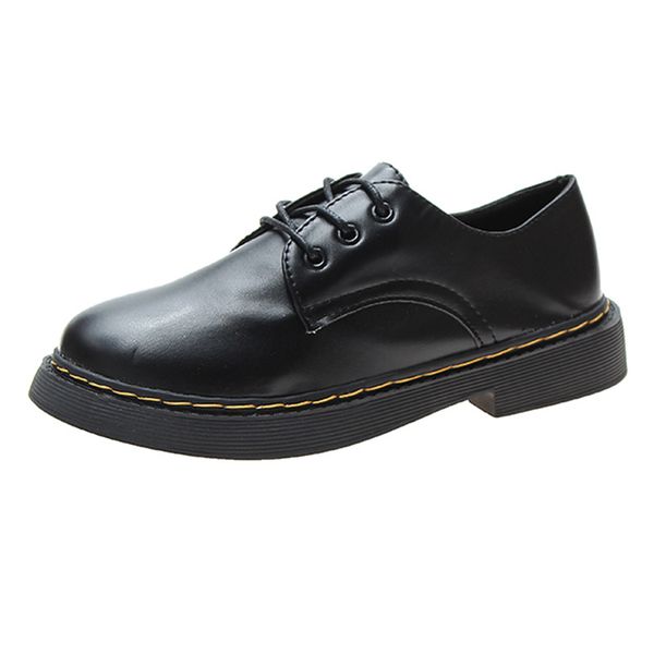 

shoes women's 2019 autumn and winter new style college british style round-toe versatile ins shoe student retro small leather sh, Black