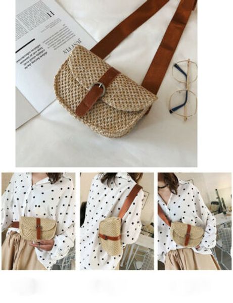 

women summer rectangle straw shoulder bags rattan bag handwoven beach crossbody