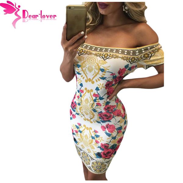 

dear lover autumn 2016 vintage clubwear summer vibrant floral print off shoulder bodycon heath dress vestido cortos lc61156, White;black