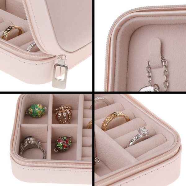 

portable jewelry box storage organizer zipper portable women display travel case nyz shop, Pink;blue
