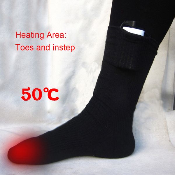 

heated socks battery operated rechargeable electric heating socks winter warm for working driving fishing camping, Black
