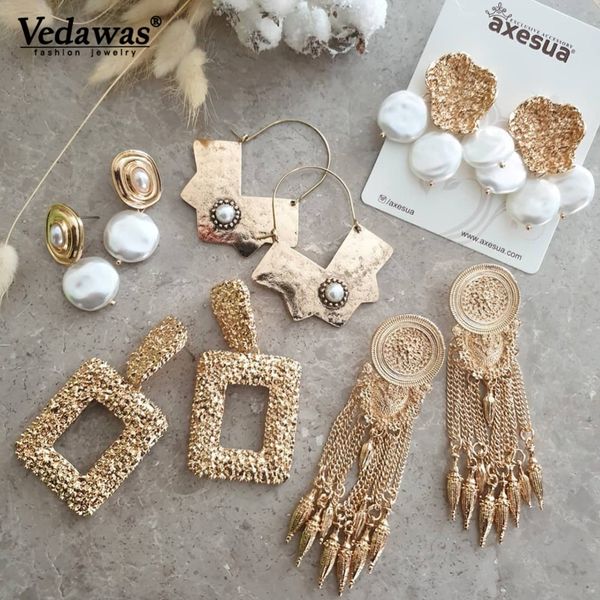 

vedawas pearls statement drop dangle earrings for women pendientes jewelry accessories handmade earring party bijoux xg2855, Silver