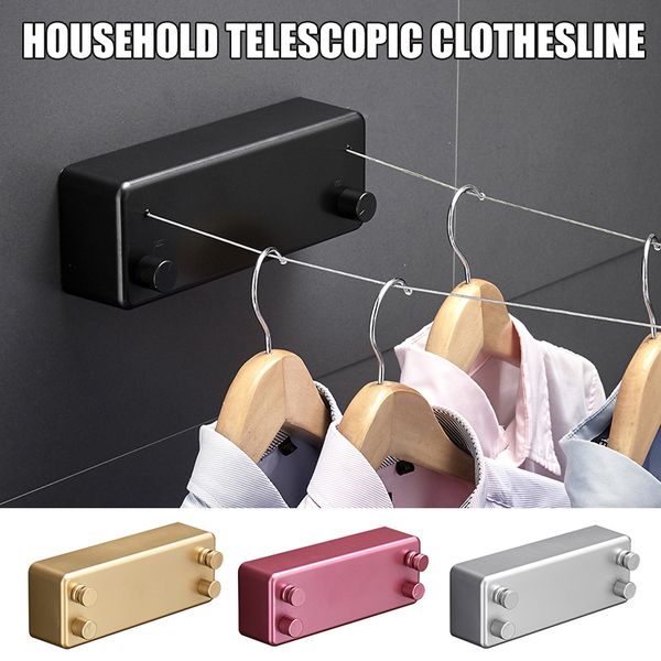 

double line retractable clothesline home steel wire invisible punch wall hanger l99
