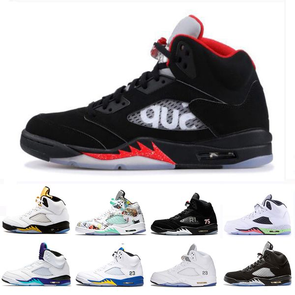 

basketball 5 shoes mens 5s international flight flight suit blue suede camo grey og black metallic cdp sneaker trainers sports shoes 40-47