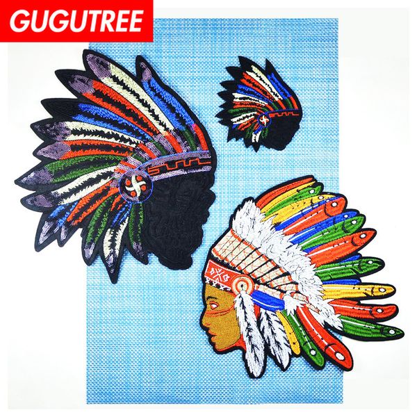 

gugutree embroidery big indian patch cartoon patches badges applique patches for clothing fd-208, Black