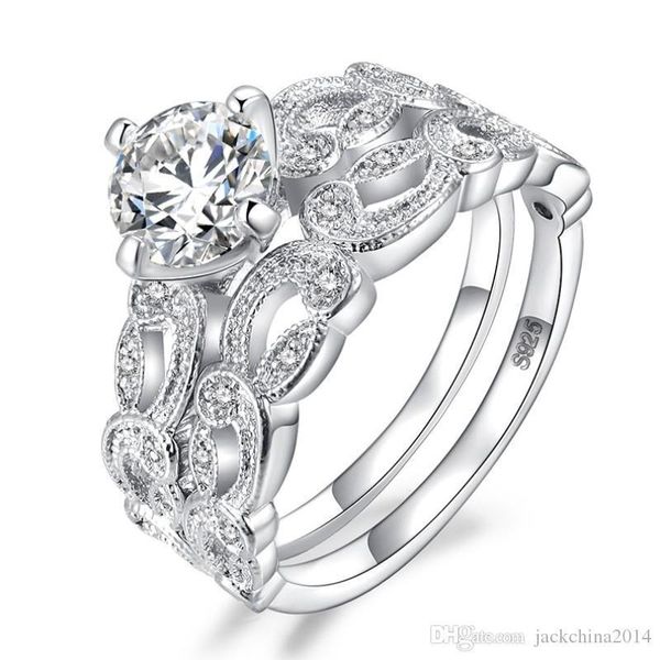 

infinity brand new choucong vintage fashion jewelry 925 sterling silver round cut white z cz diamond wedding women bridal ring set gift, Slivery;golden