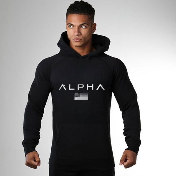 

men's hoodies casual fashion cotton sweatshirt gyms fitness workout hooded jacket male sportswear clothing autumn, Black