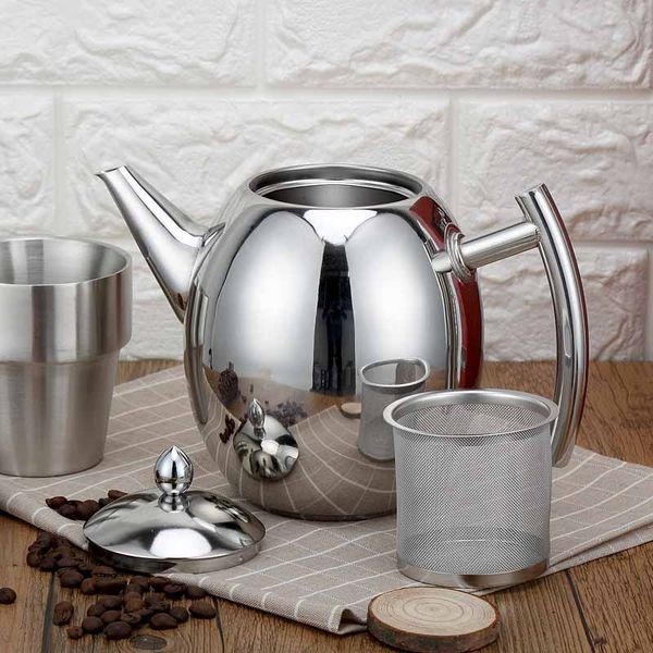 

thick stainless steel teapot coffee teapot with strainer l restaurant l induction cooker 1500ml