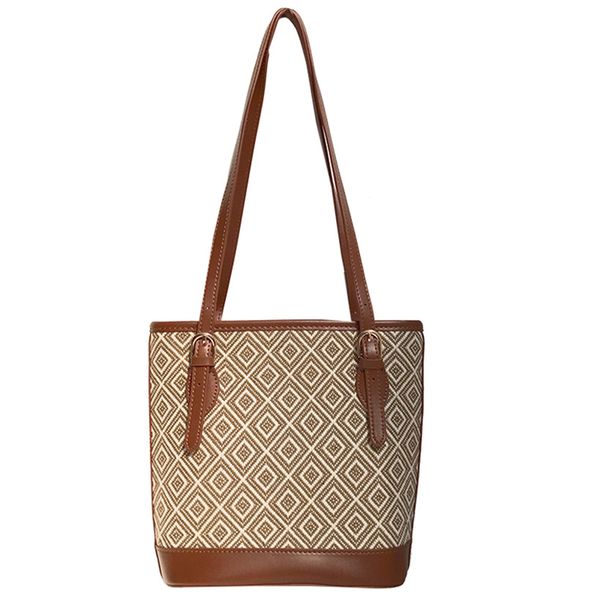 

роскошная дизайнерская сумочка дизайнерская роскошная сумка на плечо женщины ведро большой емкости цветной контраст плед переплетение осень