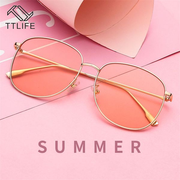 

ttlife fashion sunglasses women brand designer polygon clear lens sunglasses men vintage sun glasses square metal frame yjhh0349, White;black