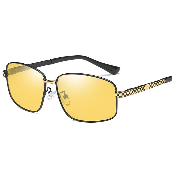 

2019 sunglasses men polarized rectangle polarized sunglasses yellow driving sun glasses pchromic grey luxury vintage design, White;black