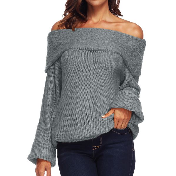 

off shoulder oversized knitted sweater women brand black pullovers knitwear autumn winter white jumper pull femme#j30, White;black