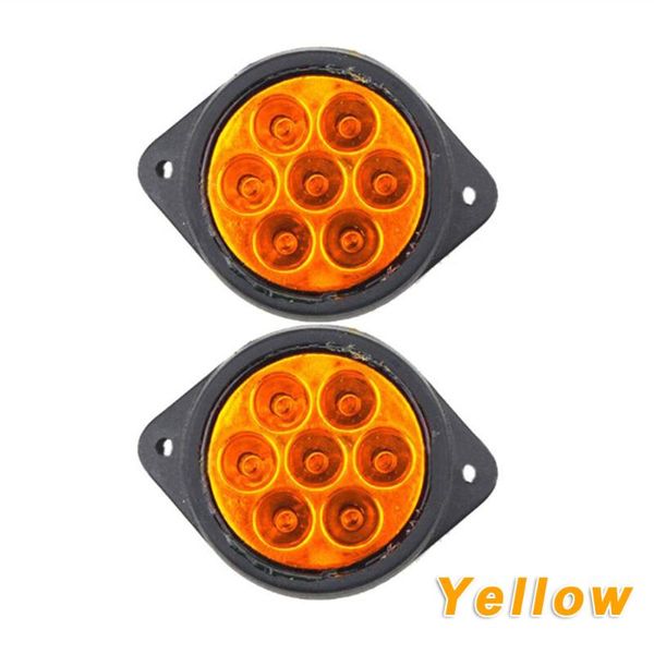 

1 pair dc 24v 7 leds lights side marker lamps bulbs round white for car trailers