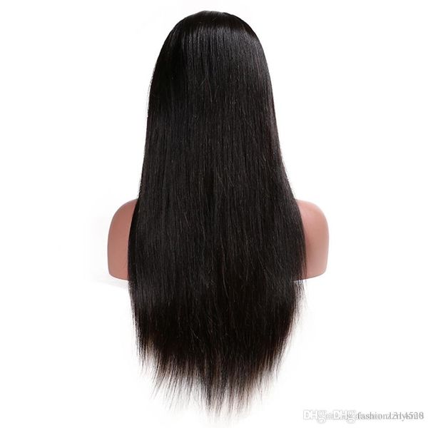 

24 дюймов шнурок фронтальная парики человеческих волос младенца волос средний моделирования парик человеческих волос длинной шелковистой пря, Black