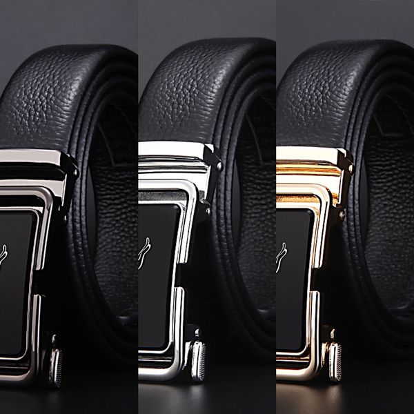 

niu zongshi leopard pure cowhide men's men's leather automatic buckle belt belt belt, Black;brown