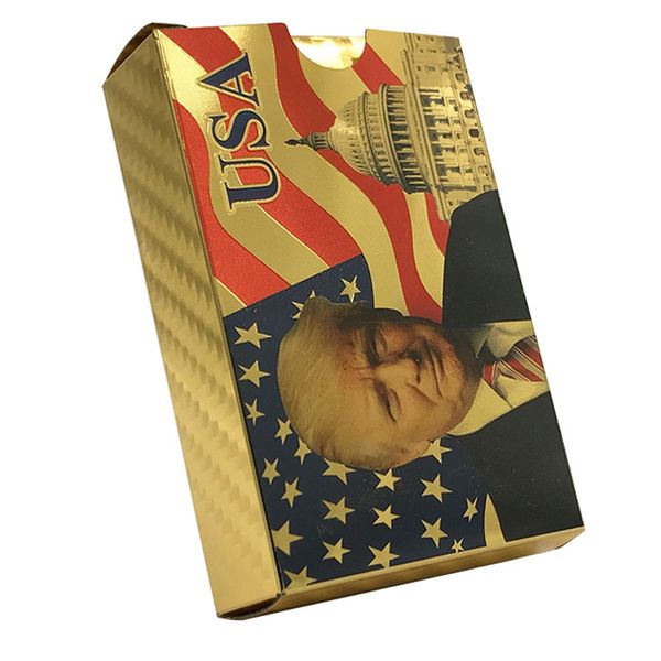 

us president donald trump 24k gold playing cards poker game deck gold foil poker set plastic magic card waterproof cards magic