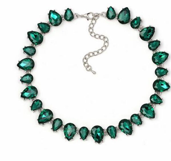 

4 цвета роскошный хрустальный воротник колье колье классический элегантный стеклянный крутящий момент ожерелье juran ювелирные изделия, Silver