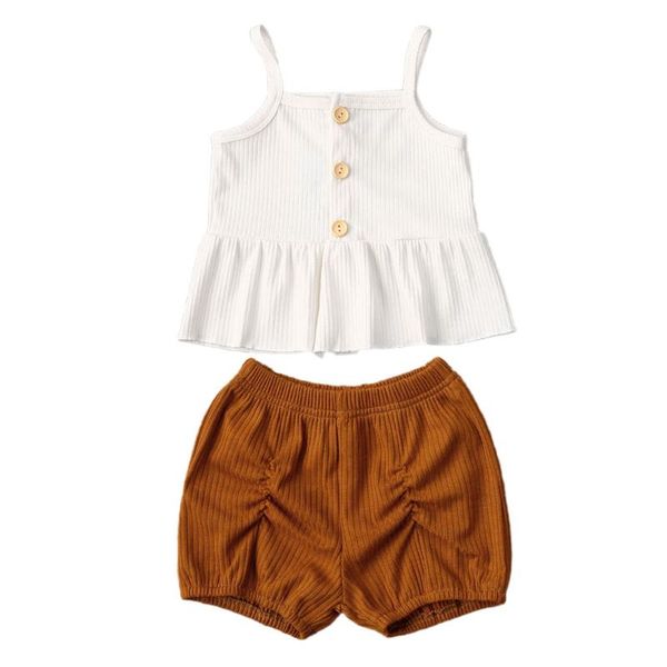 

new summer toddler baby girl clothes strap dress shorts pants 2pcs outfits, White