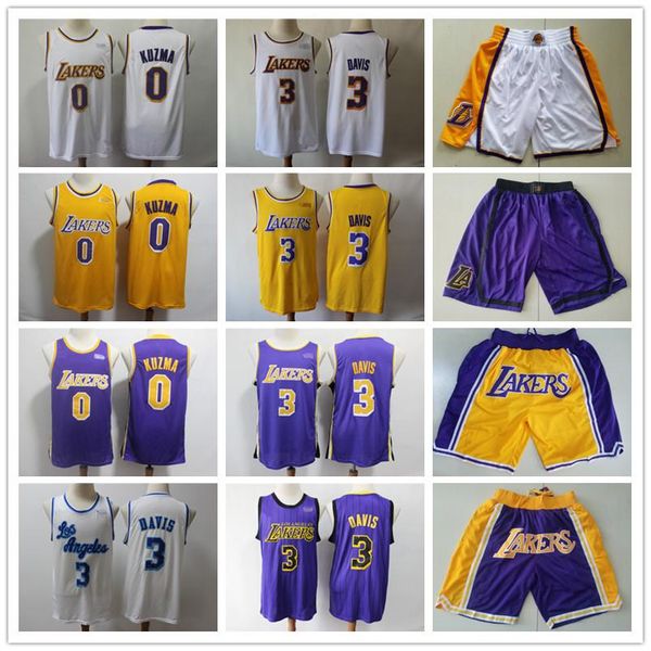 

2020 mens los angeles lakers throwback jersey kyle 0 kuzma anthony 3 davis basketball shorts basketball jerseys purple yellow black, Black;red