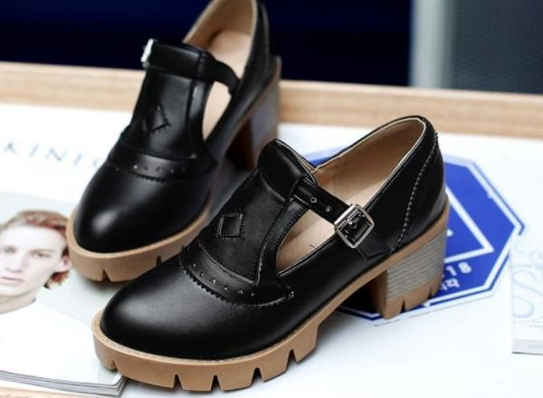 

2019 women's shoes in spring and autumn with new style high heel coarse heel round head waterproof table @qwer398, Black